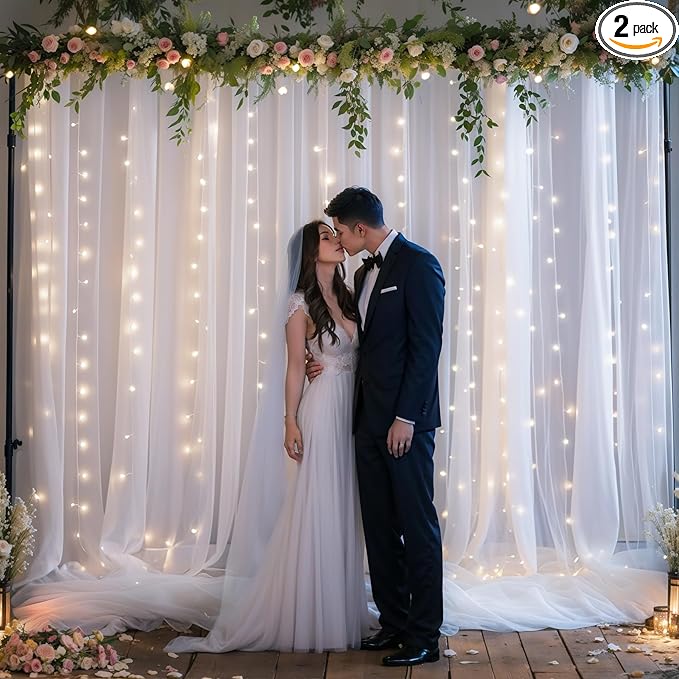 White Tulle Backdrop Curtain by Gogoparti