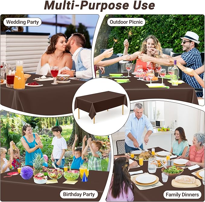 QZYL 4 PCS Plastic Table Cover, 54x108 Inches Waterproof Table Cover, - Image 6