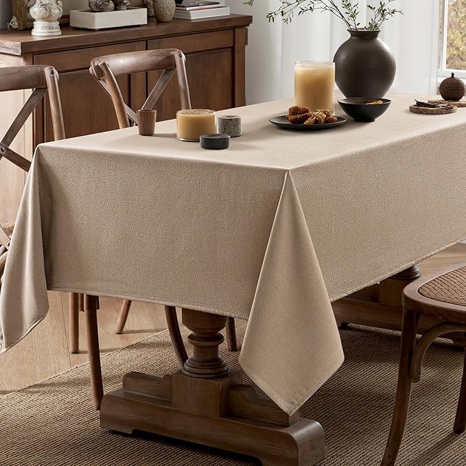 MIULEE Brown Linen Tablecloth 52x70 Inch Rectangle Table Cloth Waterproof - Image 5