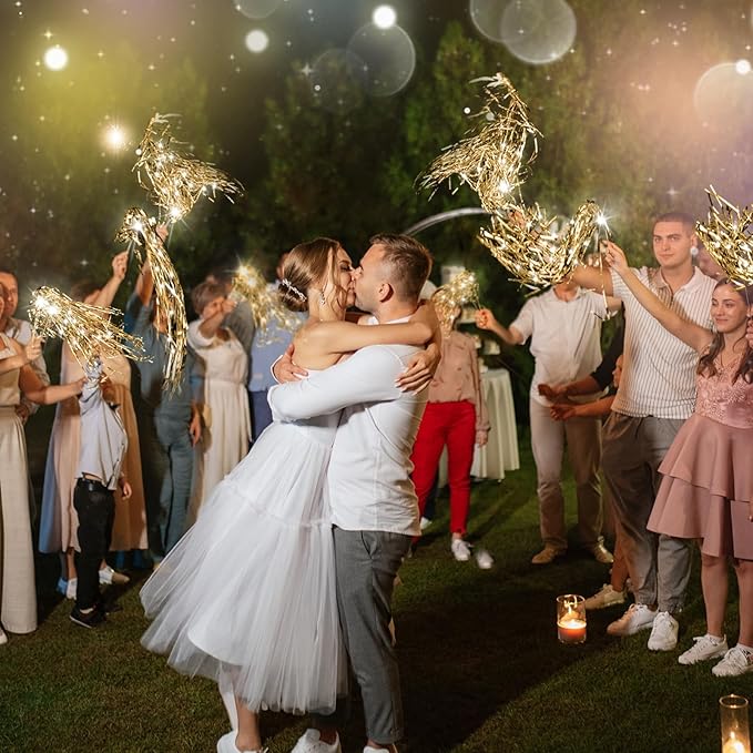 100 Pcs Lighted Wedding Wands LED Tinsel Wands Light up Streamers Sparklers - Image 3