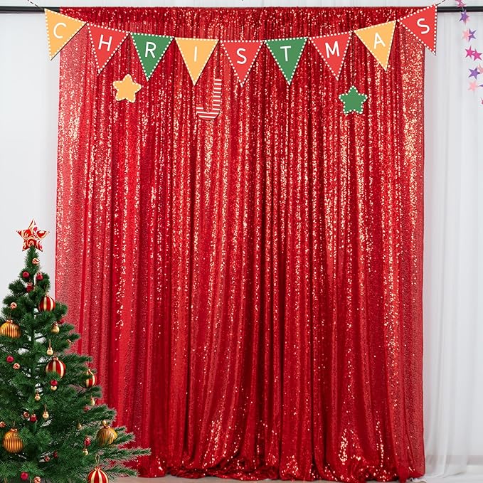 ShinyBeauty Red Sequin-Backdrop-20FTx10FT Sequin Fabric Backdrop by ShinyBeauty