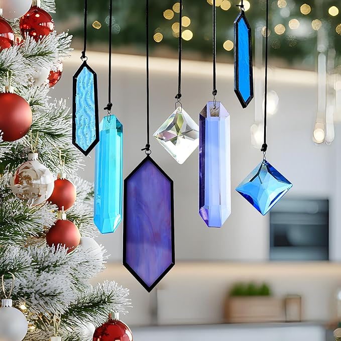 7 Pack Stained Glass Icicle Ornaments by QFkris