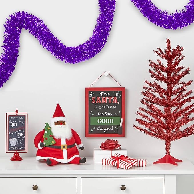 50 Feet Purple Christmas Tinsel Garland, Metallic Foil Twist Banner Wall - Image 7