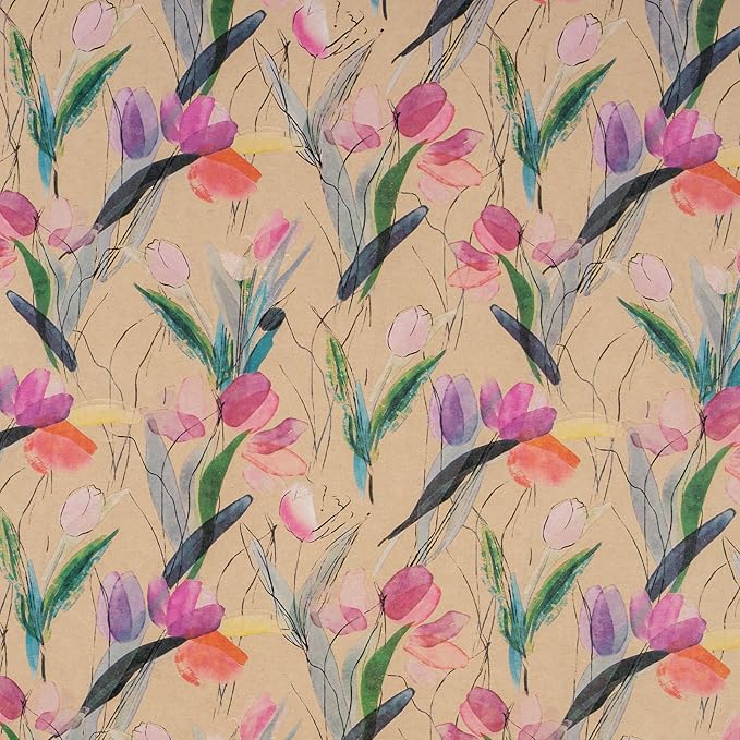 RUSPEPA Flower Wrapping Paper Roll, 17 in x 16.4 ft, Mini Roll, Tulips - Image 2