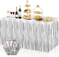 3 Pack 29x108 Inch Silver Foil Fringe Table Skirts Metallic Banner by Ferwzsr
