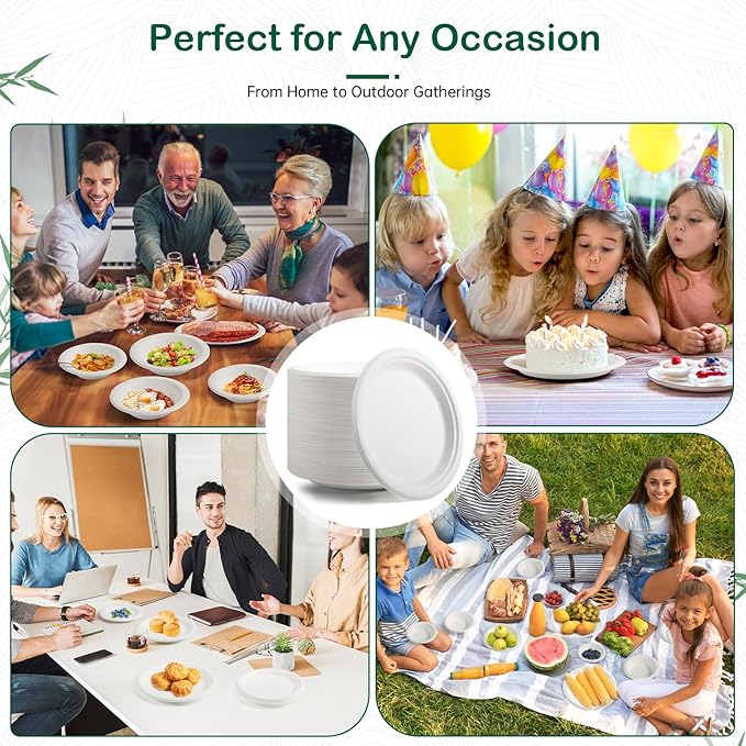  , - Compostable Paper Plates, Heavy-Duty Biodegradable - Image 5