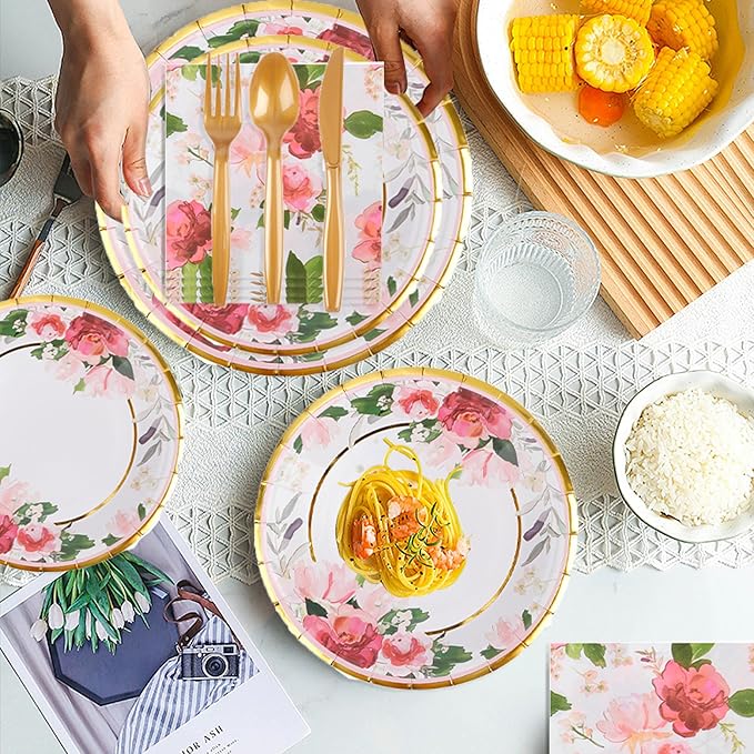 280 Pcs Thanksgiving Floral Paper Plates And Napkins Party Supplies - Image 6