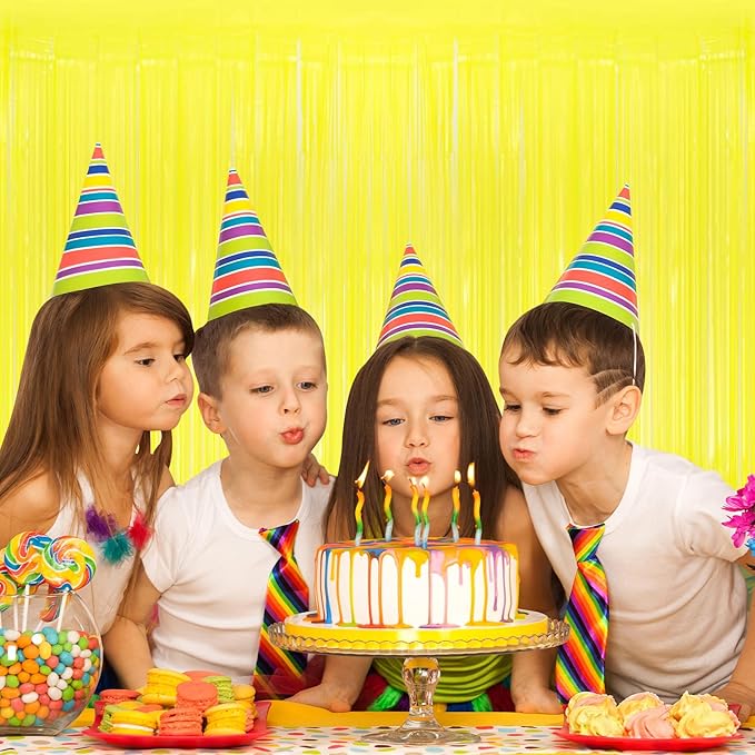 5 Pack Yellow Foil Curtain Backdrop 3.2ft x 8.2ft Tinsel Foil Fringe Curtains - Image 5