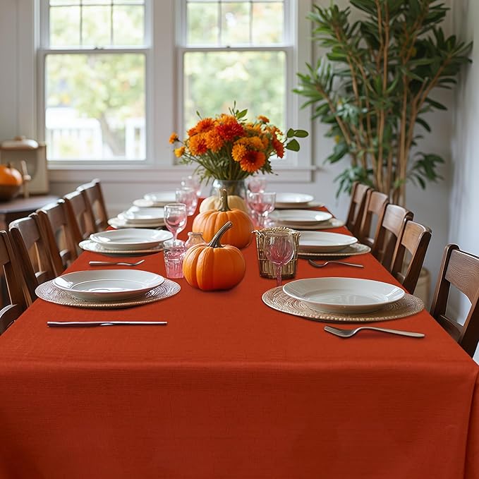 Fitable Faux Linen Rectangle Tablecloths 60 x 120 Inch - Image 2