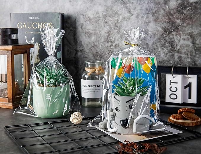 LOKIQNG Cellophane Bags Plastic Gift Bag Clear Cookie Treat Bags - Image 6