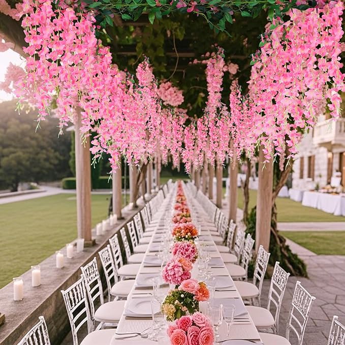 Wisteria Artificial Flowers Garland，10Pcs Total 60ft Silk Fake White Wisteria - Image 6