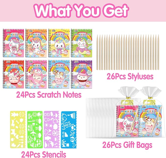 ZMLM Rainbow Scratch Party Favors Kids: Birthday Gifts Toy Bulk Scratch Art - Image 2