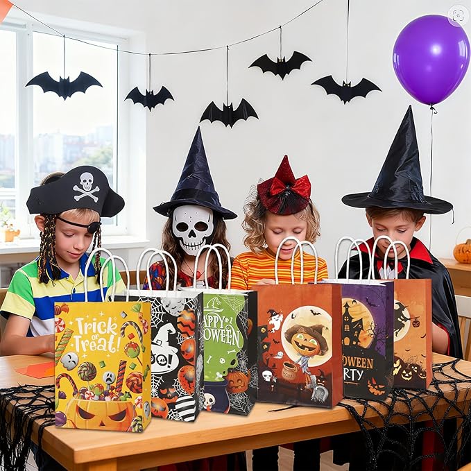 24 Pcs Halloween Paper Gift Bags, 6 Styles Halloween Goodie Bags - Image 6