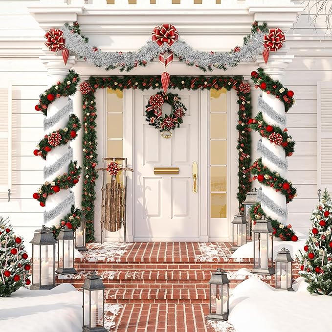 32.8 Ft Silver Christmas Tinsel Garland Metallic Shiny Tassle Banner Wall - Image 7