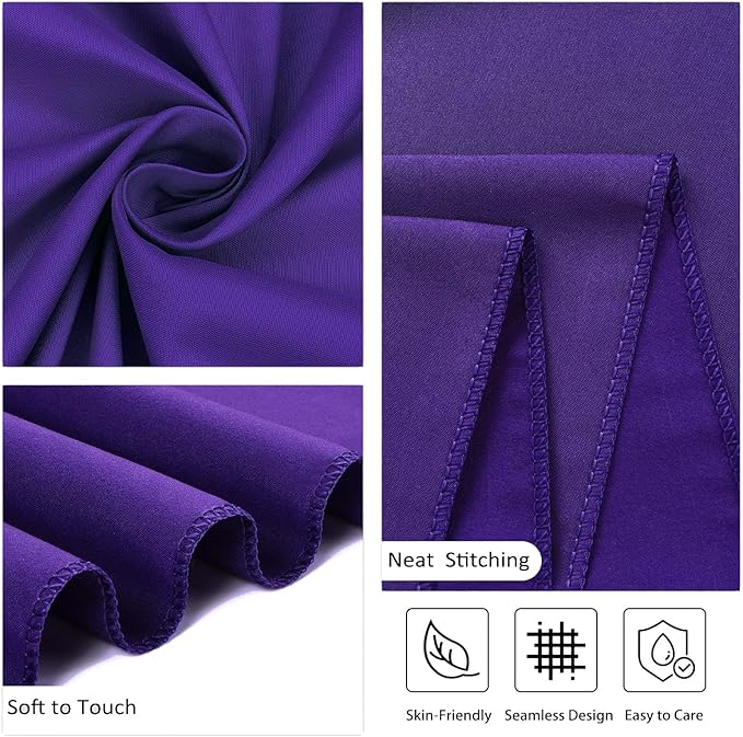 8 Pack Purple Round Tablecloth 90 Inch Stain and Wrinkle Resistant Round Purple - Image 4