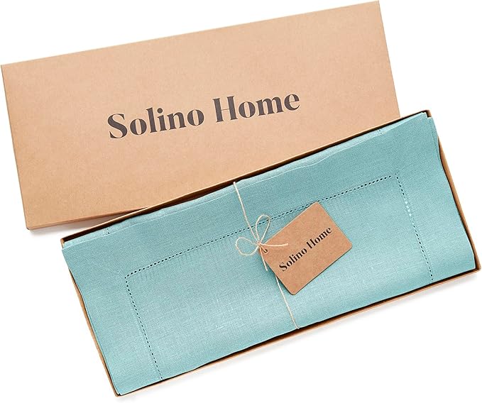 Solino Home Linen Aqua Blue Table Runner 156 Inches Long - Image 6