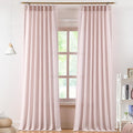 Vision Home Soft Pink Pinch Pleated Semi Sheer Curtains Textured Linen Blended by VisionHome