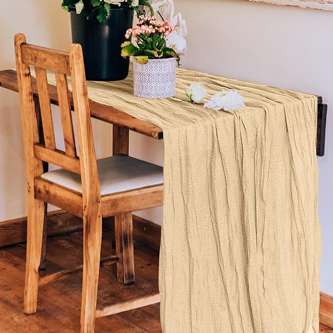 2 Pack Cheesecloth Table Runner 10Ft Christmas Gauze Boho Table Runners - Image 4