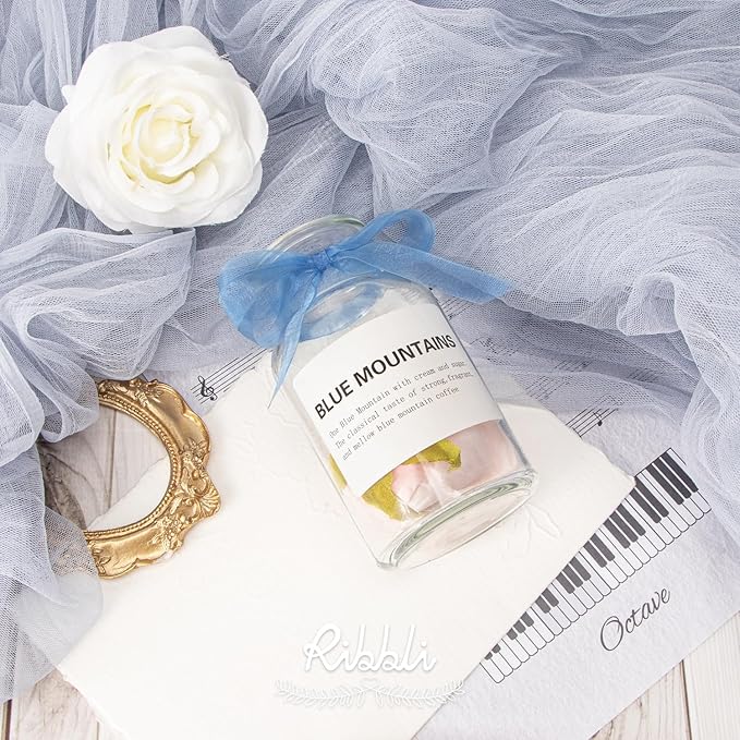 Ribbli Dusty Blue Organza Ribbon 1/2 Inches x Continuous 50 Yard Blue Sheer - Image 3
