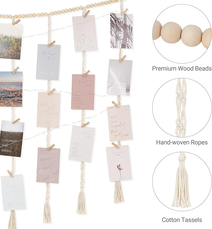 Mkono Macrame Hanging Photo Display Wall Decor - Image 6