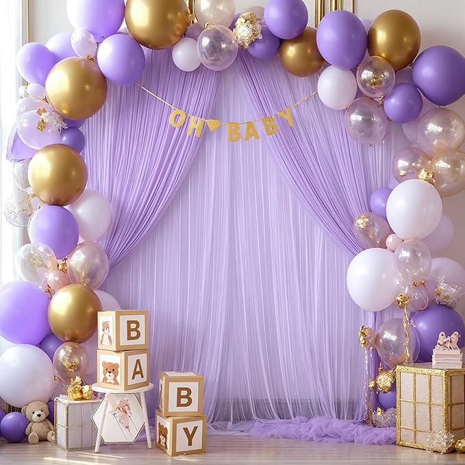 Lavender Tulle Backdrop Curtains - Image 4