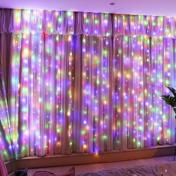 HXWEIYE 300LED Fairy Curtain Lights, 9.8x9.8Ft USB Plug-in 8 Modes Christmas by LightUpYourHomewHXWEIYE