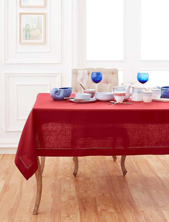 Solino Home Red Linen Tablecloth 60 x 144 Inch by SolinoHome