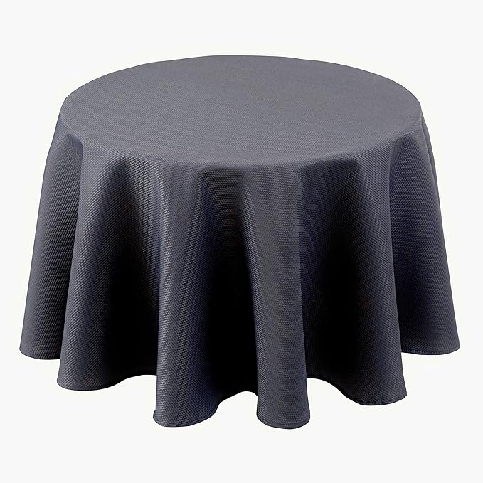 Biscaynebay Textured Fabric Round Tablecloths 70", Dark Grey Water Resistant by Biscaynebay