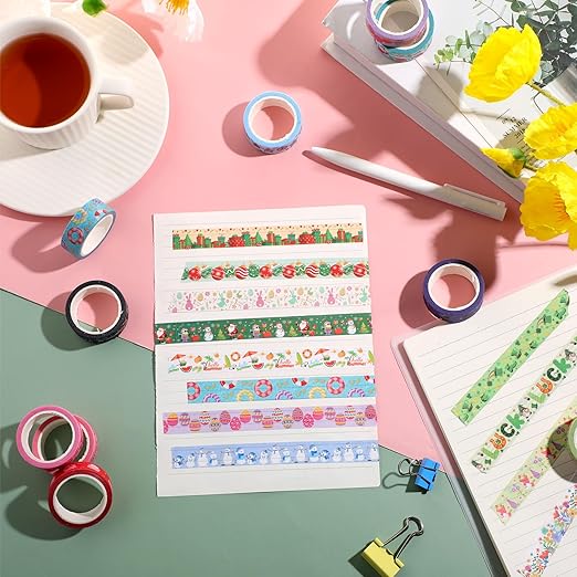 TaoBary 33 Rolls Holiday Plaid Washi Tape, 15 mm Seasonal Washi Tape Set - Image 5