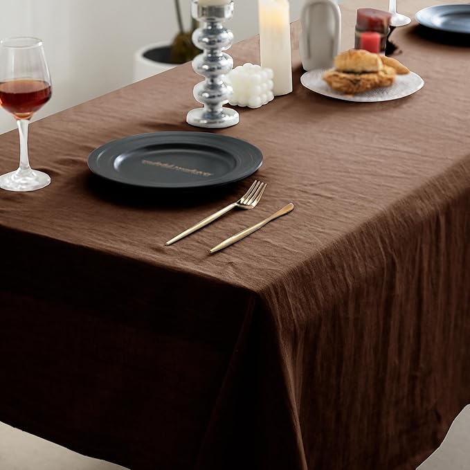 EVERLY 100% Pure Linen Rectangle Tablecloths 60x84Inches - Image 4
