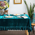 Velvet Tablecloth Luxurious Solid Rectangle Table Cloth, Oblong Retro Farmhouse by GLORYSEASON