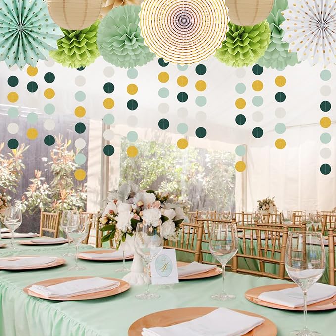 Sage-Olive Green Gold Brown Boho Party-Decorations - Image 6