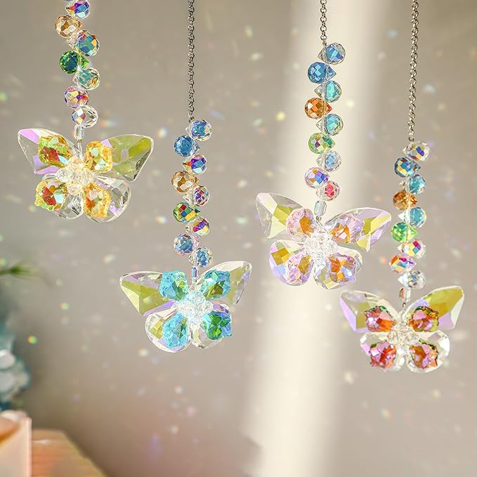 HDCRYSTALGIFTS 4pcs Crystal Butterfly Suncatchers - Image 2