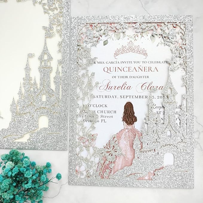 20PCS Castle Pocket Invitations, Quinceanera Invitations - Image 3