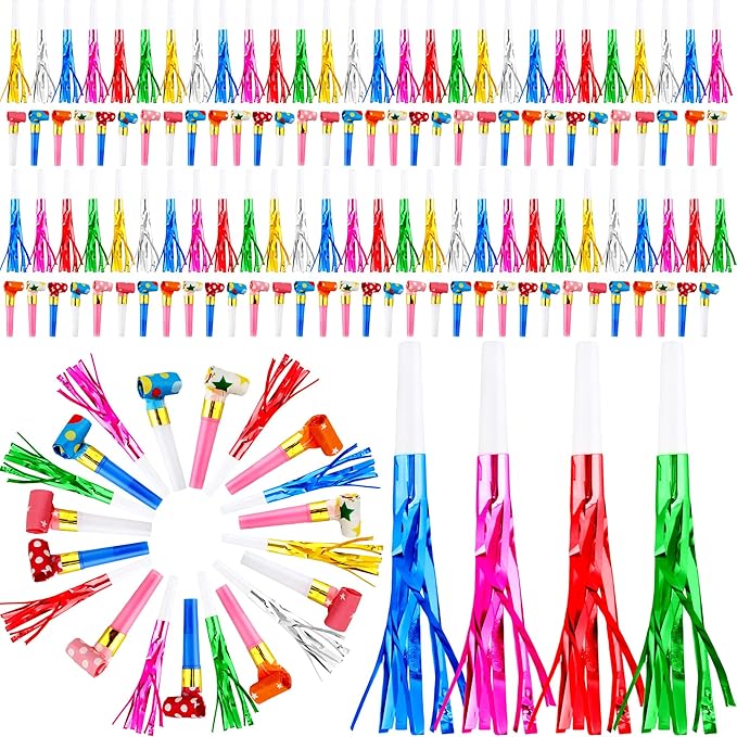 160 Pcs Party Blowers Set Includes 100 Pcs Glitter Fringed Noise Maker and 60 by Cagemoga