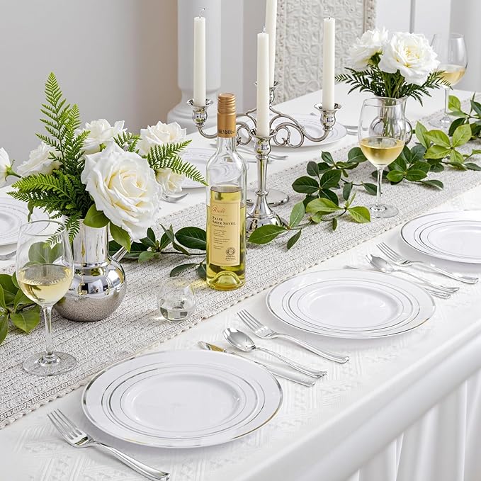 350 Pcs Silver Plastic Plates - Image 7