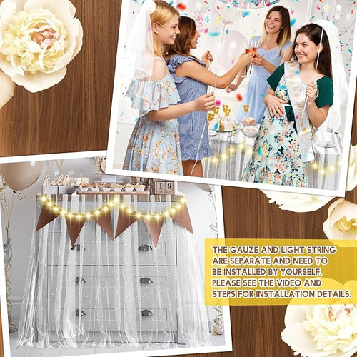 10 ft 4 x 120 Inch White Wedding Tulle Table Skirt - Image 2