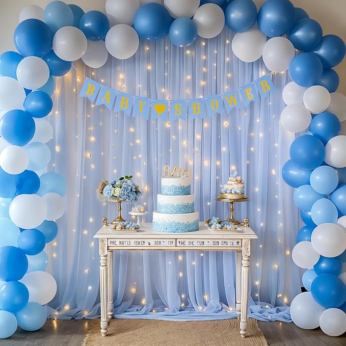 10ft x 7ft Baby Blue Chiffon Backdrop Curtain - Image 4