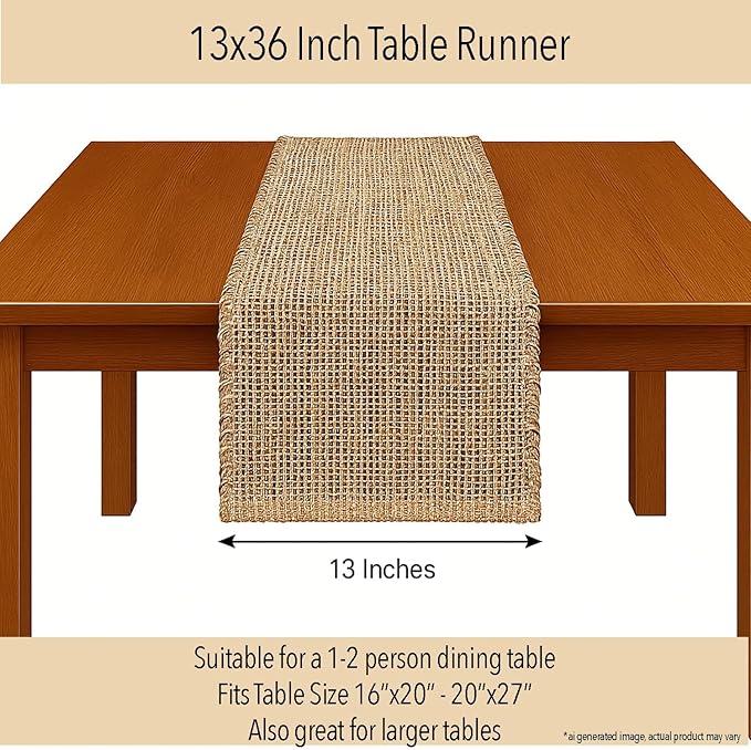 Chardin home Natural Jute Table Runner 13x36 Inch – Vintage Boho Rustic Table - Image 4