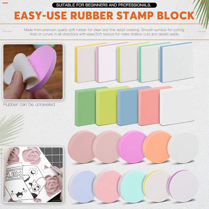 Rustark 22 Pcs Mixed Rubber Stamp Carving Blocks Set - Image 3