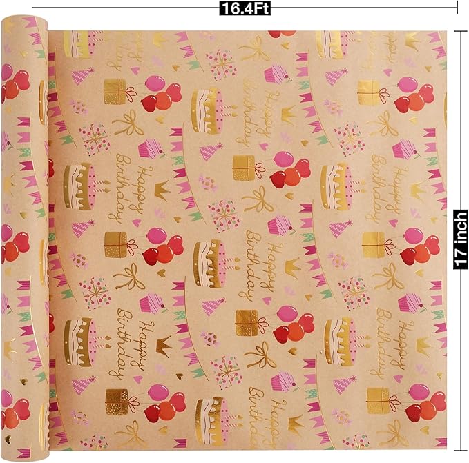 Aimyoo Birthday Wrapping Paper Roll - Image 3