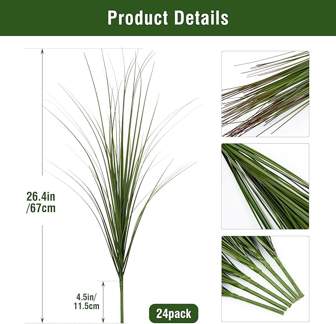 24PCS Fake Plants Artificial Wheat Grass Greenery Plastic Plants Fake Grass - Image 3
