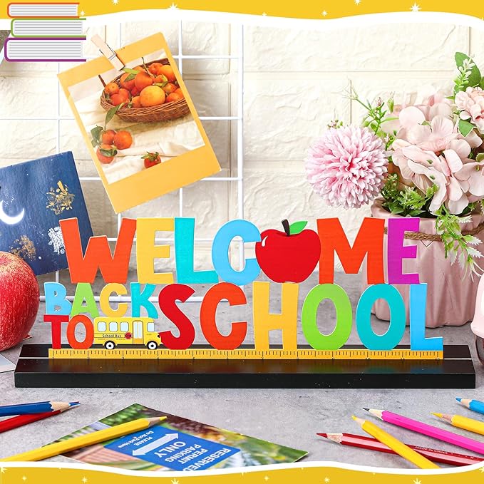 Welcome Back to School Metal Sign First Day of School Table Decor Metal Word - Image 3