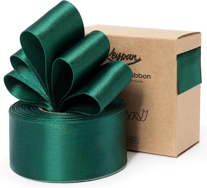 Green Satin Ribbon Double-Faced Wired Ribbons by Keypan