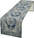Vintage Boho Floral Table Runner, Rustic Country Farmhouse Blue Teal Retro by Unknown