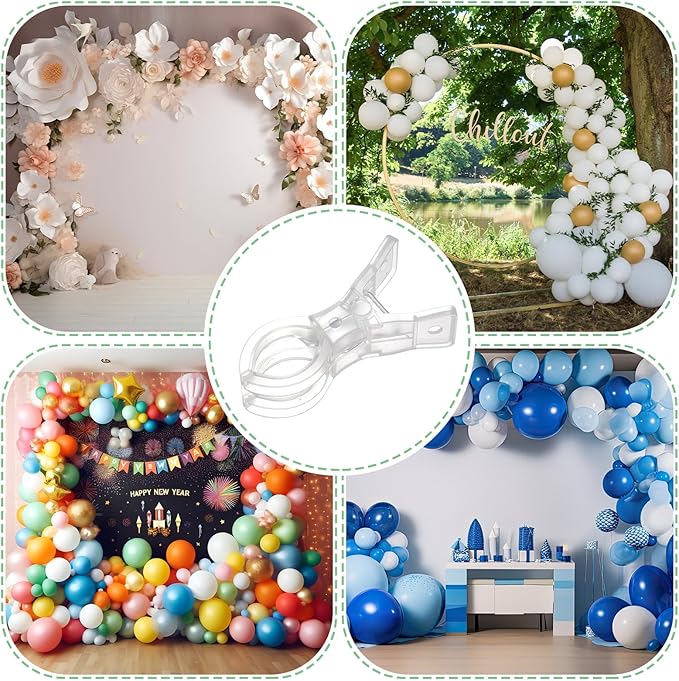 LemonRoad 20 Pack Large Balloon Arch Clips Plastic Transparent Backdrop Spring - Image 6