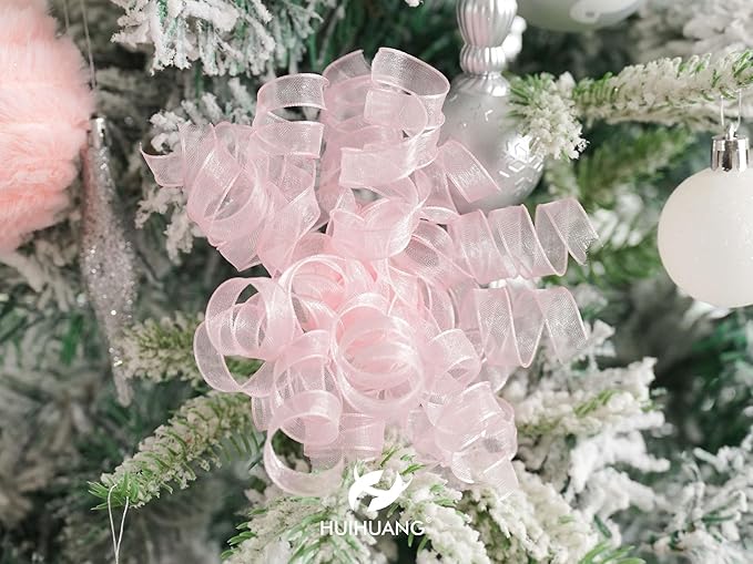 HUIHUANG Pink Bows for Gift Wrapping Pink Curly Gift Bows 5 inch x 8 Counts - Image 9