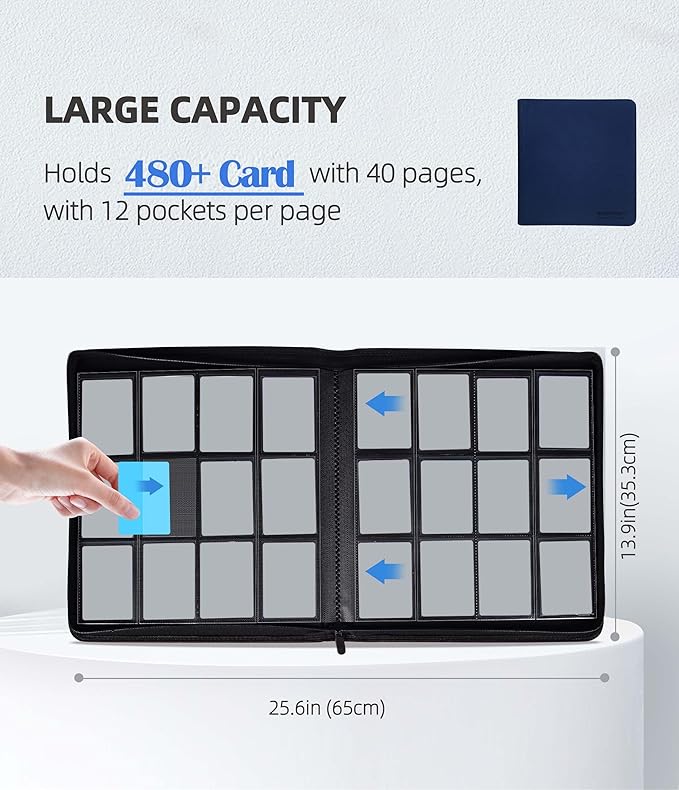 12 Pockets Premium Card Binder 480 Cards Trading Card Binders Side Load Card - Image 2
