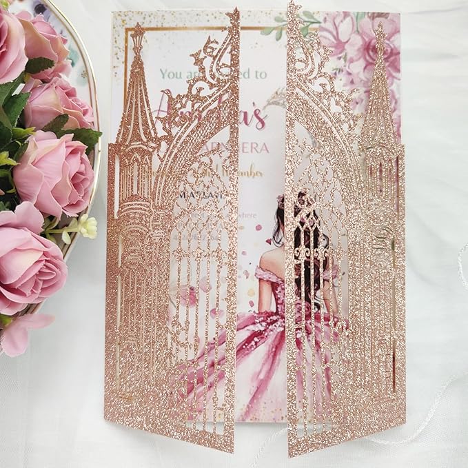 20PCS Laser Cut Wedding Invitations, Wedding Invitation Card Pocket, Quince by JOACHUUY