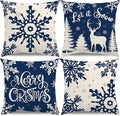 Christmas Pillow Covers 18x18 Blue Christmas Decorations Snowflake Reindeer by KISVODS